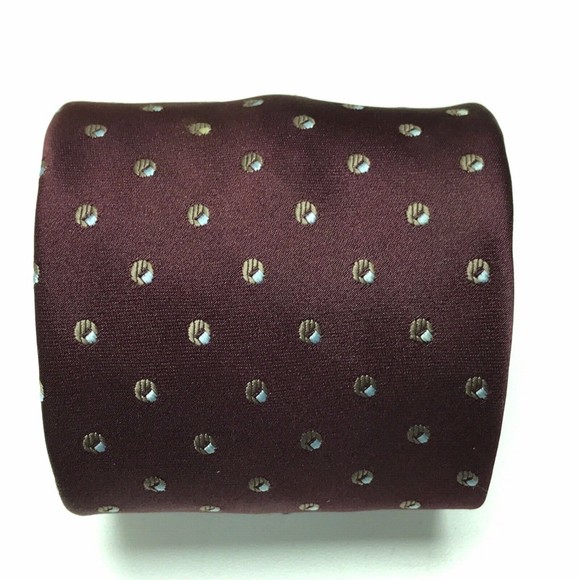 Lanvin Men's Vintage Tie Burgundy Maroon Logo Circles Geometric Men's Necktie - Picture 5 of 11